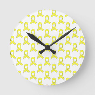 Horloge Ronde Motif de ruban jaune