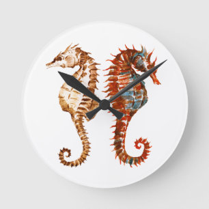 Horloge Ronde Motif de Seahorse