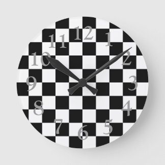 Horloge Ronde Motif de tableau de contrôle de contraste noir/bla