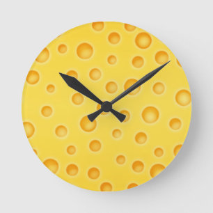 Horloge Ronde Motif de texture au fromage suisse
