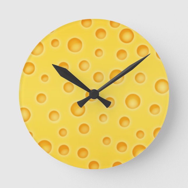 Horloge Ronde Motif de texture au fromage suisse (Recto)