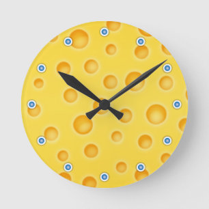 Horloge Ronde Motif de texture au fromage suisse