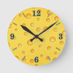 Horloge Ronde Motif de texture au fromage suisse
