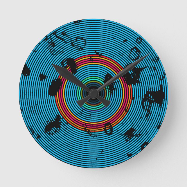 Horloge Ronde Motif de texture bleu Multicolor Vinyl Disk (Recto)