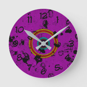 Horloge Ronde Motif de texture de disque de vinyle violet