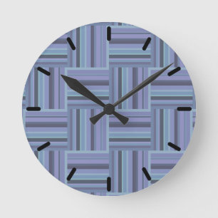 Horloge Ronde Motif de tissage à rayures bleu-gris