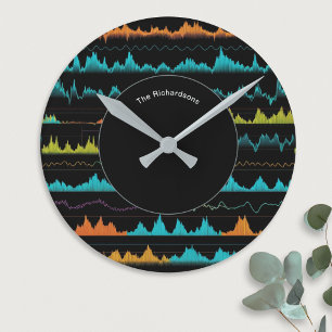 Horloge Ronde Motif de vague sonore abstrait moderne personnalis