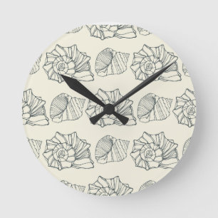 Horloge Ronde Motif décoratif de coquilles