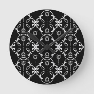 Horloge Ronde Motif décorative Noir Et Blanc