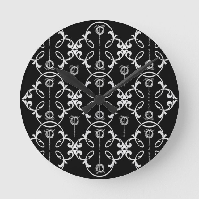 Horloge Ronde Motif décorative Noir Et Blanc (Recto)