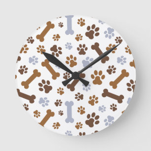 Horloge Ronde Motif d'empreintes de pattes de chien