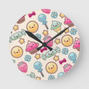Horloge Ronde Motif d'enfant de Kawaii avec des griffonnages