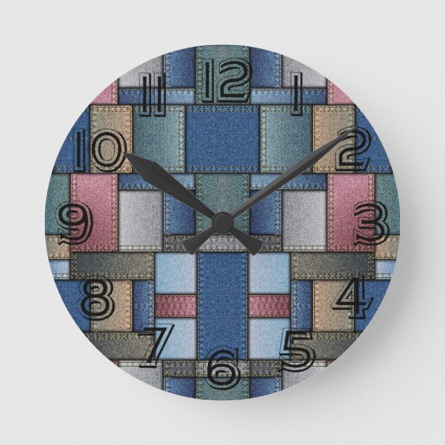 Horloge Ronde Motif Denim (Recto)