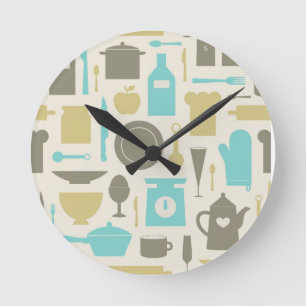 Horloge Ronde Motif des outils de cuisine