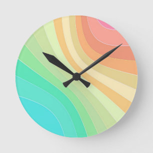 Horloge Ronde Motif des vagues arc-en-ciel Pastel