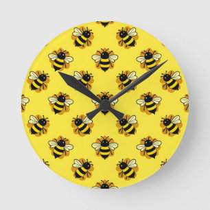 Horloge Ronde Motif d'été de jolie abeille