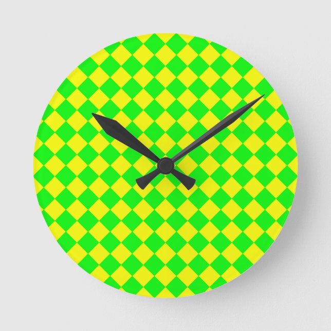 Horloge Ronde Motif diamant jaune-vert Checker (Recto)