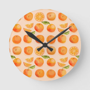 Horloge Ronde Motif d'oranges d'agrumes