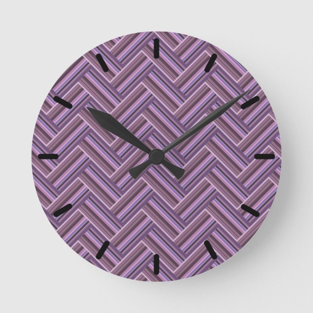 Horloge Ronde Motif double tissage Mauve stripes (Recto)
