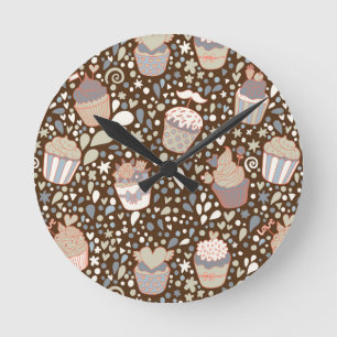 Horloge Ronde Motif doux fait de petits gâteaux savoureux