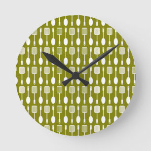 Horloge Ronde Motif d'ustensiles de cuisine rétro