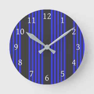 Horloge Ronde Motif électrique bleu et charbon cinq bandes
