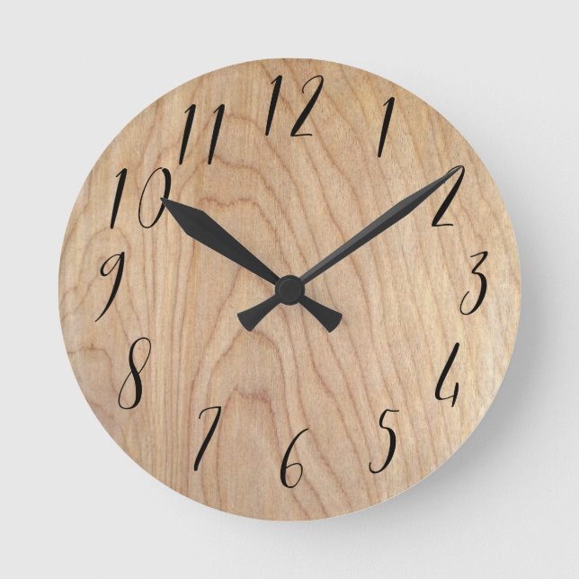 Horloge Ronde Motif en bois brut moderne rustique imprimé (Recto)
