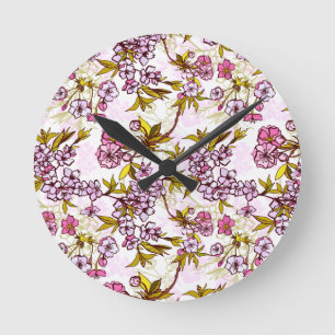 Horloge Ronde Motif en fleurs de cerisiers