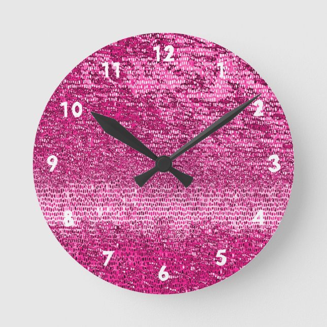 Horloge Ronde Motif en mosaïque rose (Recto)