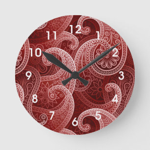 Horloge Ronde Motif exotique Red Paisley