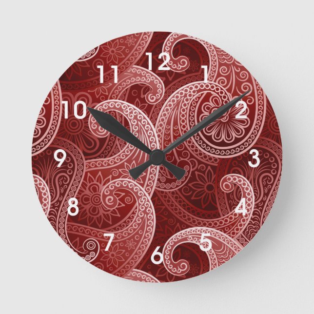 Horloge Ronde Motif exotique Red Paisley (Recto)