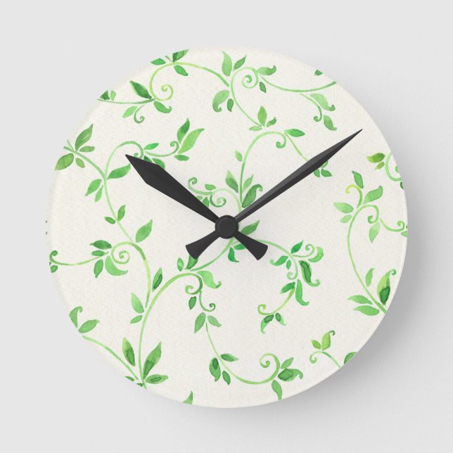Horloge Ronde Motif feuille aquarelle (Recto)