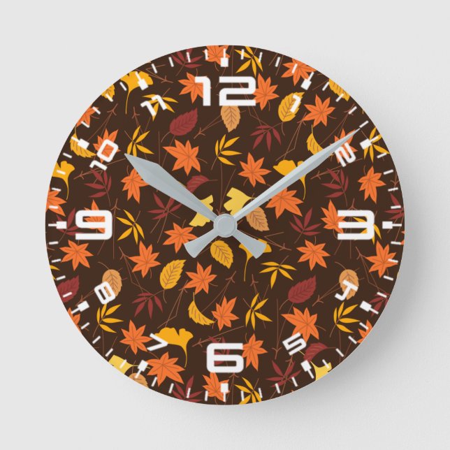 Horloge Ronde Motif Feuille de Thanksgiving Maple (Recto)