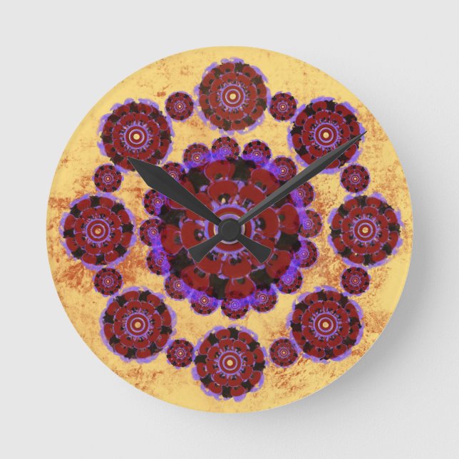 Horloge Ronde Motif fleuri mandala (Recto)