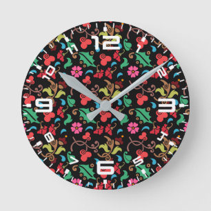 Horloge Ronde Motif Floral Avec Couleur Douce Arrière - plan-456