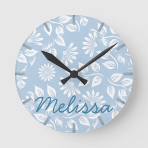 Horloge Ronde Motif floral classique - Choisissez votre couleur!