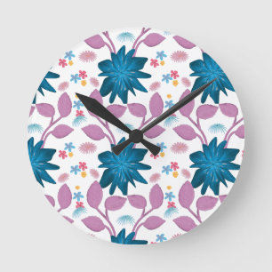 Horloge Ronde Motif floral coloré