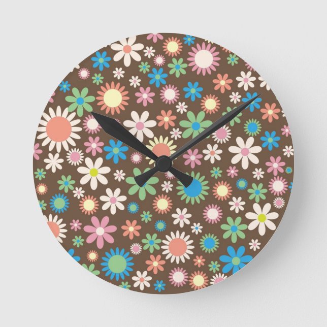 Horloge Ronde Motif Floral Cute Daisy (Recto)