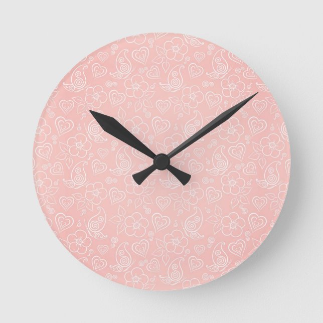 Horloge Ronde Motif floral décoratif (Recto)