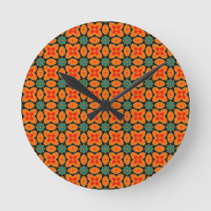 Horloge Ronde Motif floral géométrique marocain bohème
