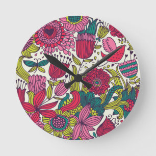 Horloge Ronde Motif floral lumineux