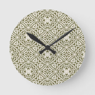 Horloge Ronde Motif floral olive géométrique rond