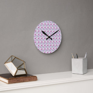 Horloge Ronde Motif floral papillon violet Cottagecore mignon
