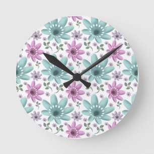 Horloge Ronde Motif floral pastel sans couture 