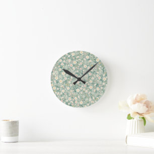 Horloge Ronde Motif floral sans couture de prairie de fleurs sau
