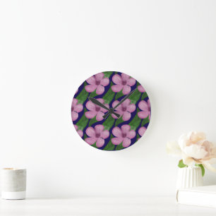Horloge Ronde Motif floral sans couture, esthétique botanique