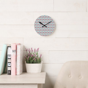 Horloge Ronde Motif floral sans couture Style vintage