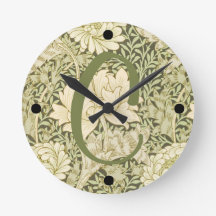Motif floral vert design WM Morris Monogramme