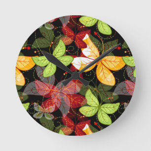 Horloge Ronde Motif foncé d'automne
