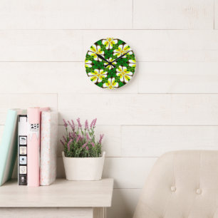 Horloge Ronde Motif frangipanier jaune